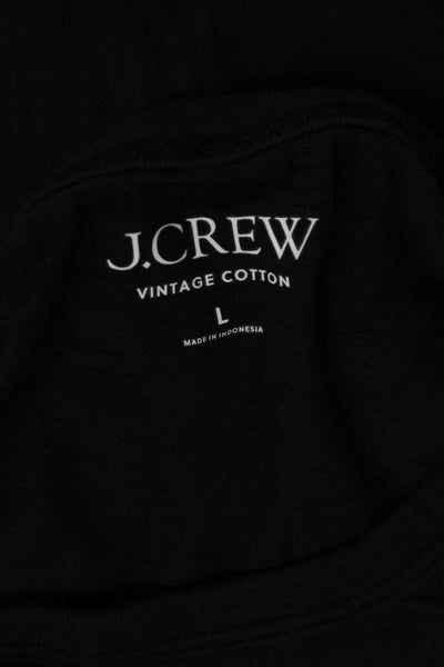 J Crew Womens Basic Black Cotton T Shirt Long Sleeve Crew Neck Size L