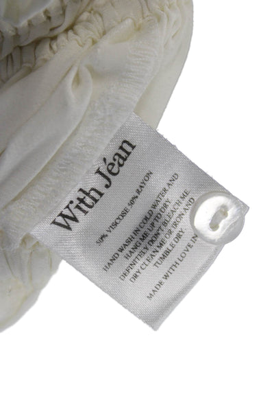 With Jean Womens Cropped White Blouse Cap Sleeve Size XS