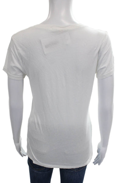Nili Lotan Womens Basic Supima Cotton V Neck Short Sleeve T Shirt White Size S