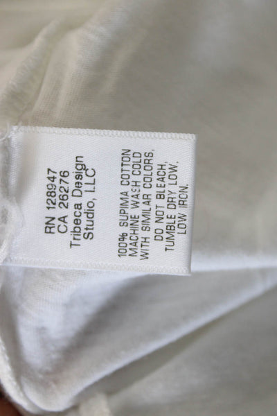 Nili Lotan Womens Basic Supima Cotton V Neck Short Sleeve T Shirt White Size S