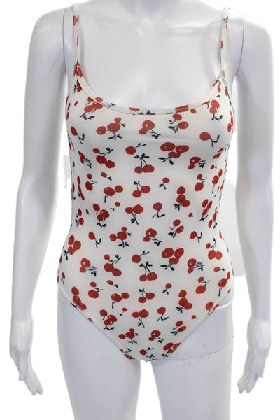 HVN Women One Piece Floral Nylon Swimsuit White Size XS