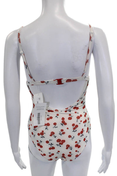 HVN Women One Piece Floral Nylon Swimsuit White Size XS