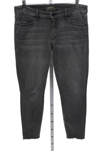 Mother Womens Ankle Jeans Gray Mid Rise Button Cotton Size 29