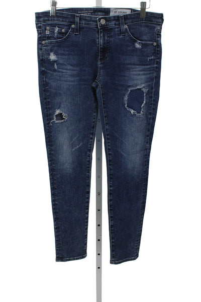 AG-ED Denim Womens Skinny Jeans Blue Mid Rise Button Cotton Size 28