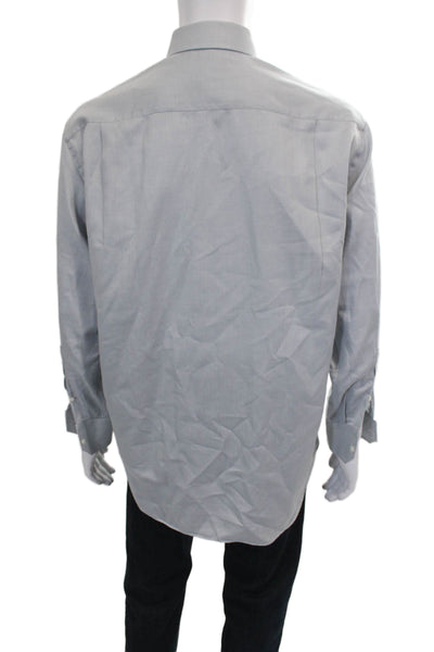 Canali Mens Cotton Collared Long Sleeve Button Up Shirt Gray Size 42/16.5