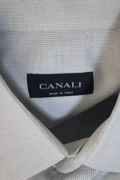 Canali Mens Cotton Collared Long Sleeve Button Up Shirt Gray Size 42/16.5