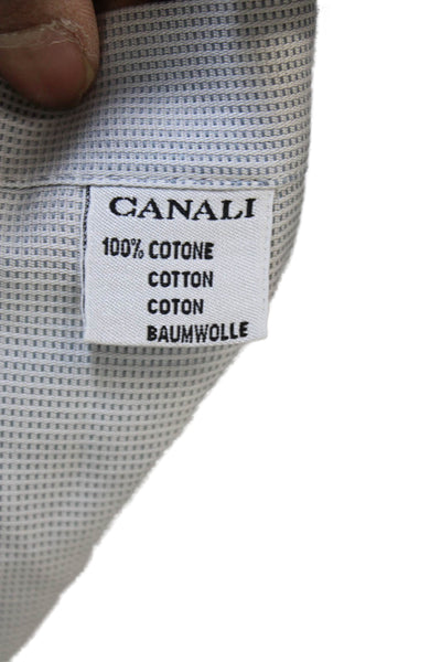 Canali Mens Cotton Collared Long Sleeve Button Up Shirt Gray Size 42/16.5