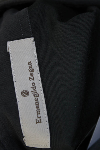 Ermenegildo Zegna Mens Solid Collared Button Up Shirt Gray Size XL