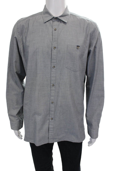 Ted Baker London Mens Cotton Collared Button Up Shirt Gray Size 5