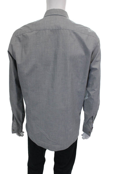 Ted Baker London Mens Cotton Collared Button Up Shirt Gray Size 5