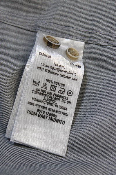 Ted Baker London Mens Cotton Collared Button Up Shirt Gray Size 5