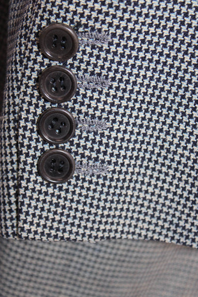 Canali Mens Blazer Gray Silk Check Button Size 52