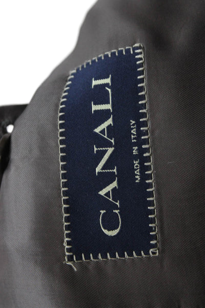 Canali Mens Blazer Gray Silk Check Button Size 52
