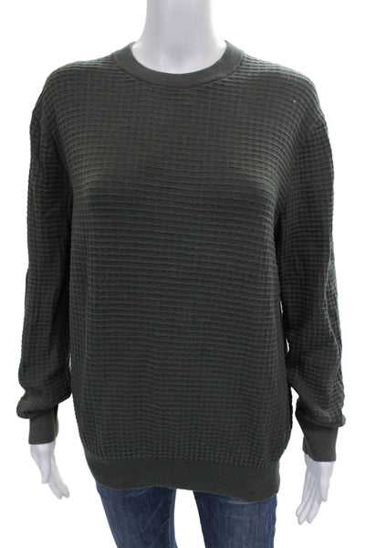 Club Monaco Women Petite Green Cotton Blend Pullover Sweater Long Sleeve Size S