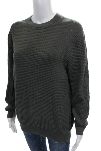 Club Monaco Women Petite Green Cotton Blend Pullover Sweater Long Sleeve Size S