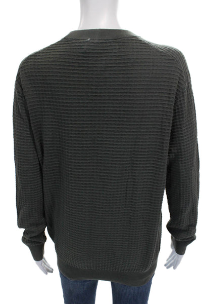 Club Monaco Women Petite Green Cotton Blend Pullover Sweater Long Sleeve Size S