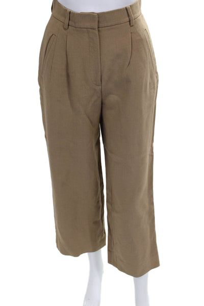 Theory Womens Cropped Brown Viscose Pants Button Closure Size 0