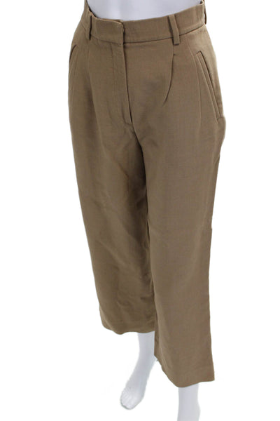 Theory Womens Cropped Brown Viscose Pants Button Closure Size 0