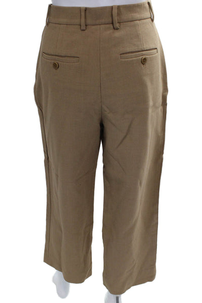 Theory Womens Cropped Brown Viscose Pants Button Closure Size 0