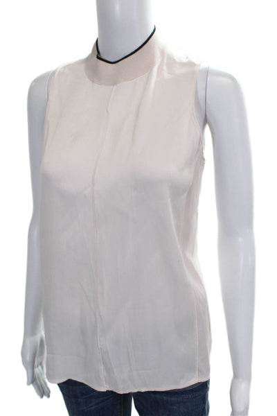 Rag & Bone Women Beige Viscose Mock Neck Sleeveless Zip Basic Blouse Size S