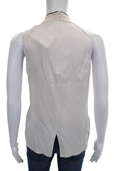 Rag & Bone Women Beige Viscose Mock Neck Sleeveless Zip Basic Blouse Size S