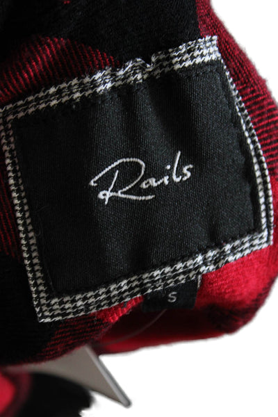 Rails Womens Button Up Plaid Rayon Collared Long Sleeve Red Size S Petites
