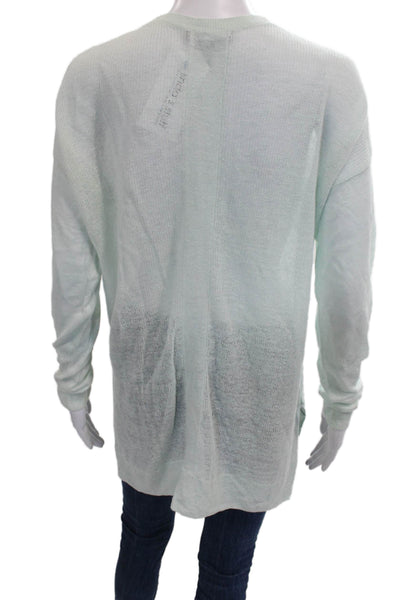 Vince Womens Pullover Linen Sweater Green V Neck Long Sleeve Size S