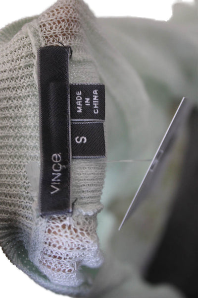 Vince Womens Pullover Linen Sweater Green V Neck Long Sleeve Size S