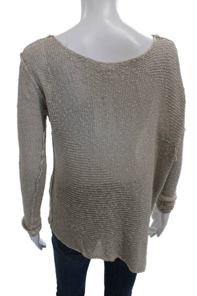 Helmut Lang Women Silk V-Neck Tunic Sweater Beige Long Sleeve Size S