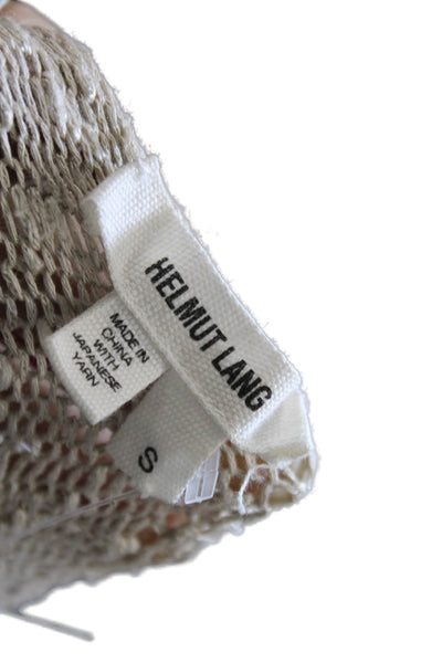 Helmut Lang Women Silk V-Neck Tunic Sweater Beige Long Sleeve Size S