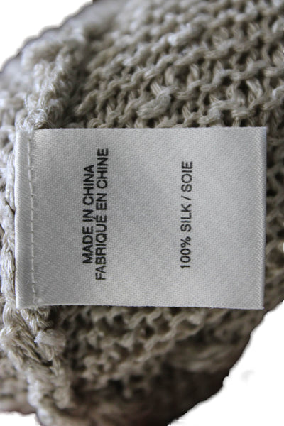 Helmut Lang Women Silk V-Neck Tunic Sweater Beige Long Sleeve Size S