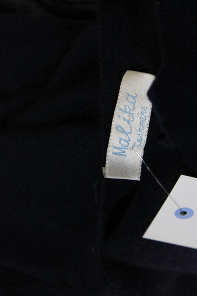 Malika Womens Tunic Cashmere V-Neck Long Sleeve Blue Sweater Size S