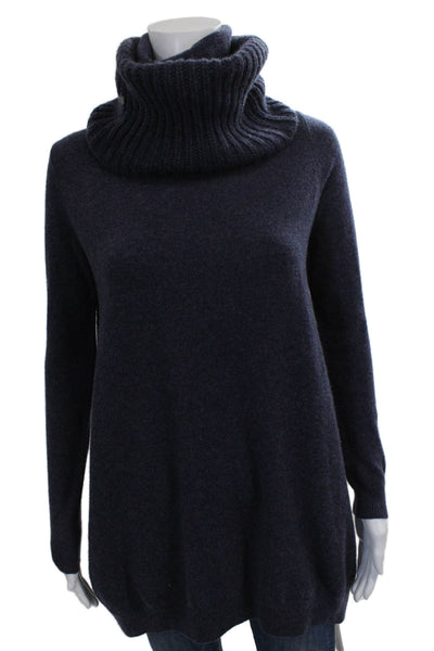 Theory Womens Cashmere Cowl Neck Tunic Sweater Solid Blue Petite Size 2