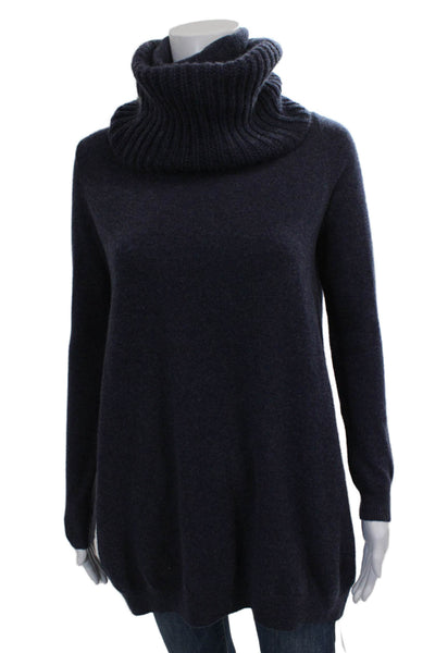 Theory Womens Cashmere Cowl Neck Tunic Sweater Solid Blue Petite Size 2