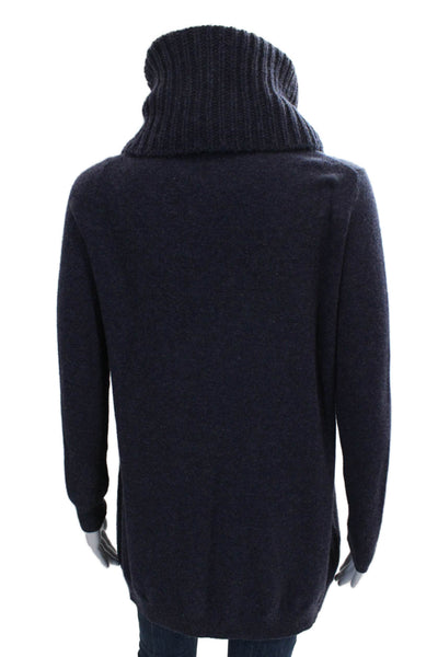Theory Womens Cashmere Cowl Neck Tunic Sweater Solid Blue Petite Size 2