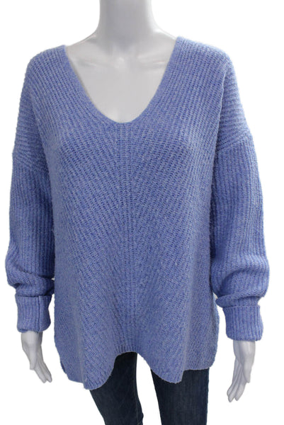 Caslon Women Pullover Sweater V Neck Blue Polyester Blend Long Sleeve Size XL