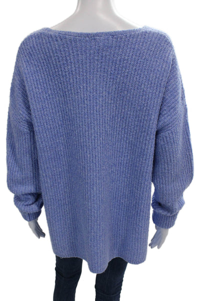 Caslon Women Pullover Sweater V Neck Blue Polyester Blend Long Sleeve Size XL