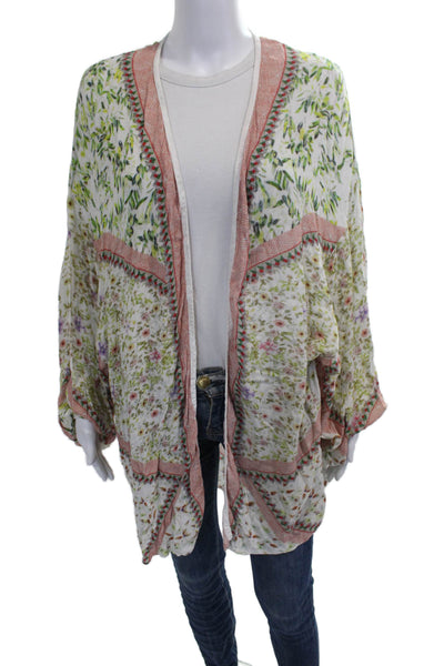 The Line Womens Multicolor Viscose Floral Cardigan Long Sleeve Size One Size
