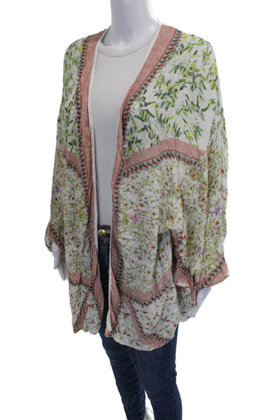 The Line Womens Multicolor Viscose Floral Cardigan Long Sleeve Size One Size