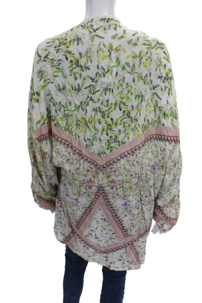 The Line Womens Multicolor Viscose Floral Cardigan Long Sleeve Size One Size