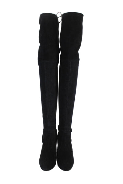 Stuart Weitzman Women's Round Toe Suede Over The Knee Boots Black Size 7