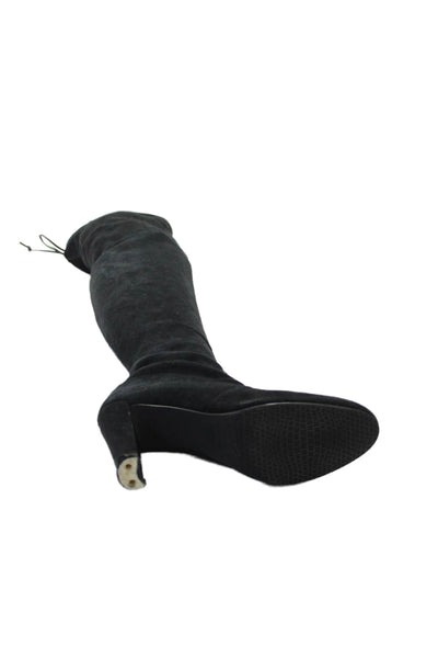 Stuart Weitzman Women's Round Toe Suede Over The Knee Boots Black Size 7