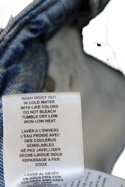Good American Womens Straight Jeans Blue Cotton Blend High Rise Size 30