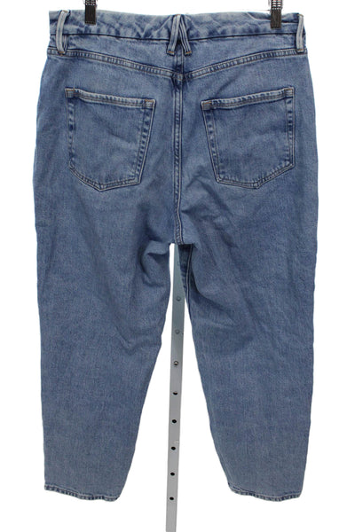 Good American Womens High Rise Tapered Jeans Blue Cotton Size 30