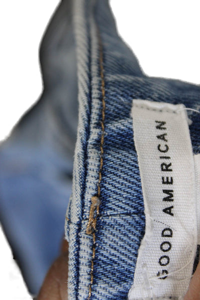 Good American Womens High Rise Tapered Jeans Blue Cotton Size 30