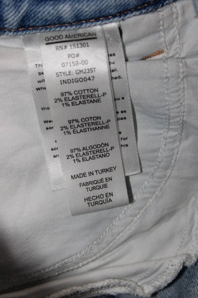 Good American Womens High Rise Tapered Jeans Blue Cotton Size 30