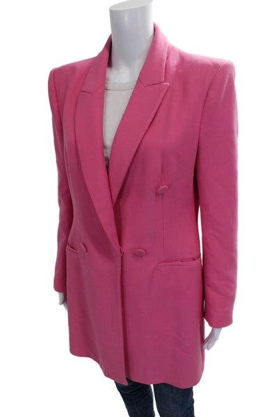 Zara Basic Womens Pink Blazer Button Polyester Long Sleeve Size XL
