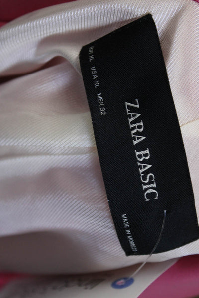 Zara Basic Womens Pink Blazer Button Polyester Long Sleeve Size XL