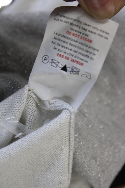Iisli Womens Tunic Sweater V-Neck Short Sleeve Cotton Silver Size M