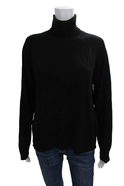 MNG Womens Pullover Sweater Turtleneck Black Viscose Long Sleeve Size L